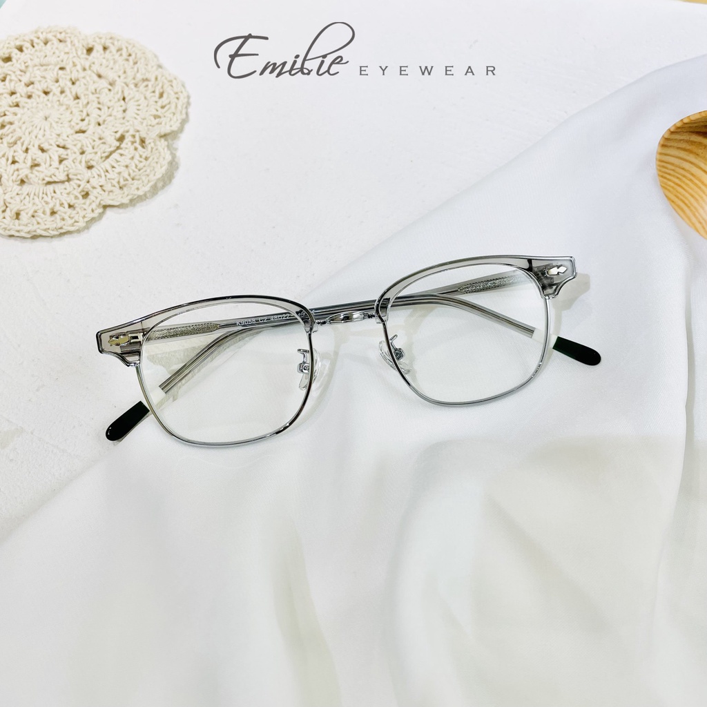 Gọng kính nam nữ Clubmaster kim loại viền nhựa cao cấp Kính mắt Emilie phụ kiện thời trang K9058