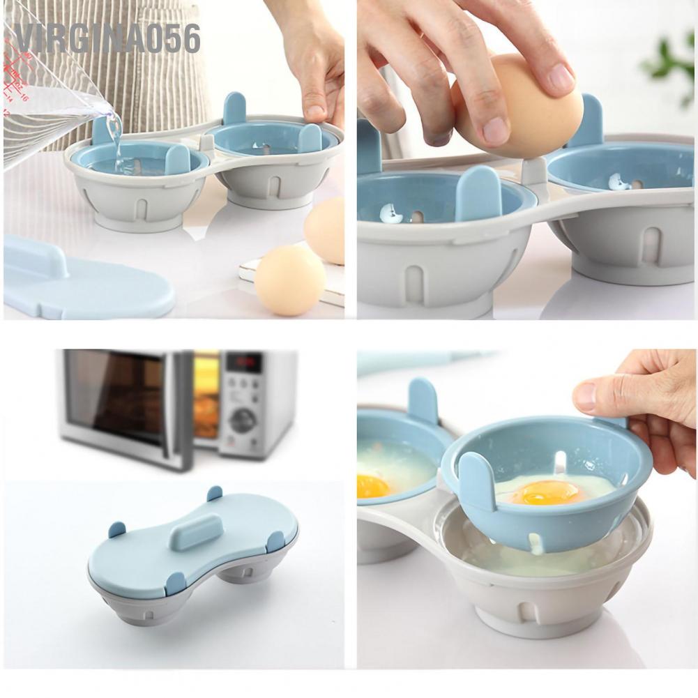 Có thể bán buôn Máy hấp trứng bằng lò vi sóng Không độc hại An toàn hai lớp Hai ngăn Khay Đồ dùng nhà bếp Virgina056 Hàng giao ngay