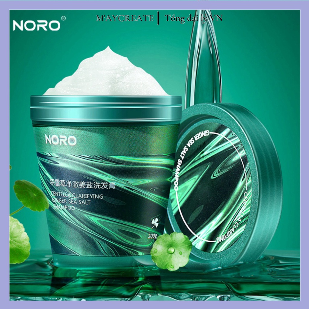 Tẩy tế bào chết da đầu Dầu gội đầu NORO  chiết xuất Muối Gừng, Dầu gội da đầu Shampoo Cleansing Cream 200g NDG2