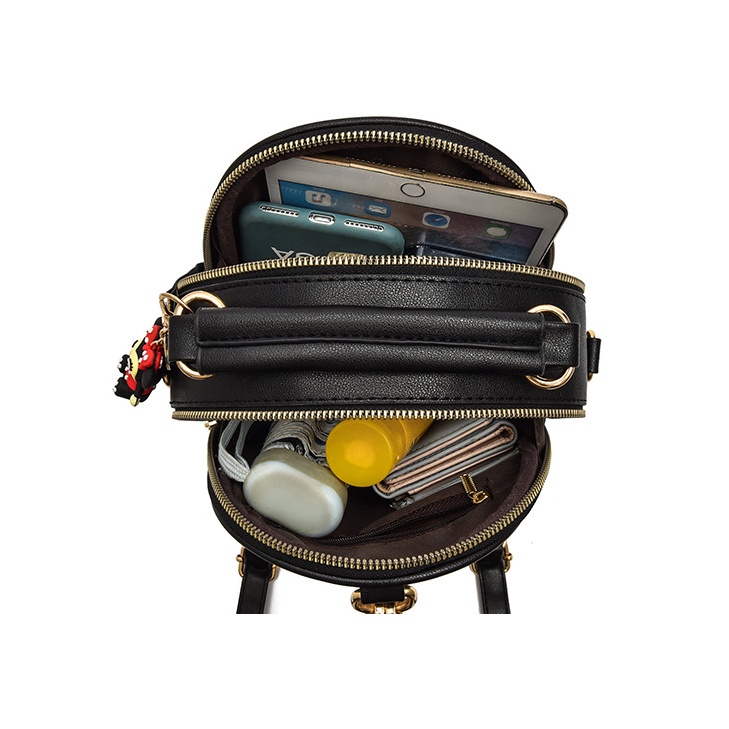 Balo CHUWANGLIN bằng da mini phối tua rua thời trang cho nữ