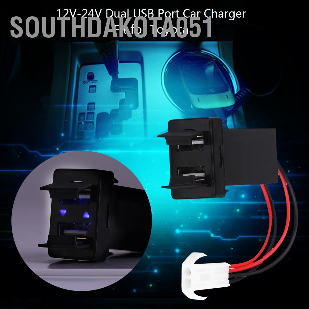 Southdakota051 12V-24V 2.1A Dual USB Port Car Charger Power Adapter Socket for Toyota Cellphone