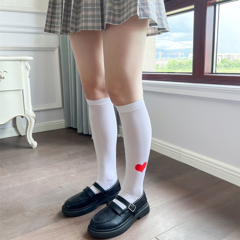 XIXI Tất Chân Mỏng In Hình Trái Tim Phong Cách Lolita Nhật Bản Cho Nữ