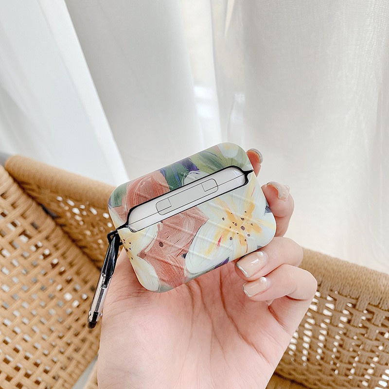 Vỏ bảo vệ hộp sạc tai nghe SPRISE mềm họa tiết hoa mùa hè dễ thương có móc khóa thích hợp cho Airpods 1 / 2 / Pro