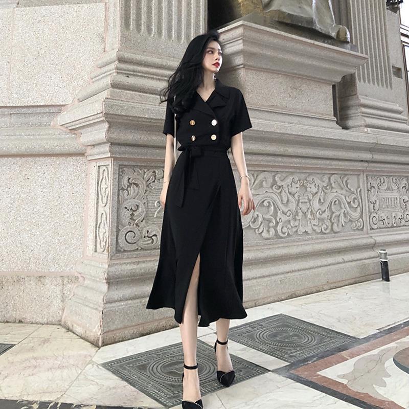 Đầm Đuôi Cá Cổ Vest Dáng Dài Phong Cách Thời Trang Mùa Hè Mới Cho Nữ