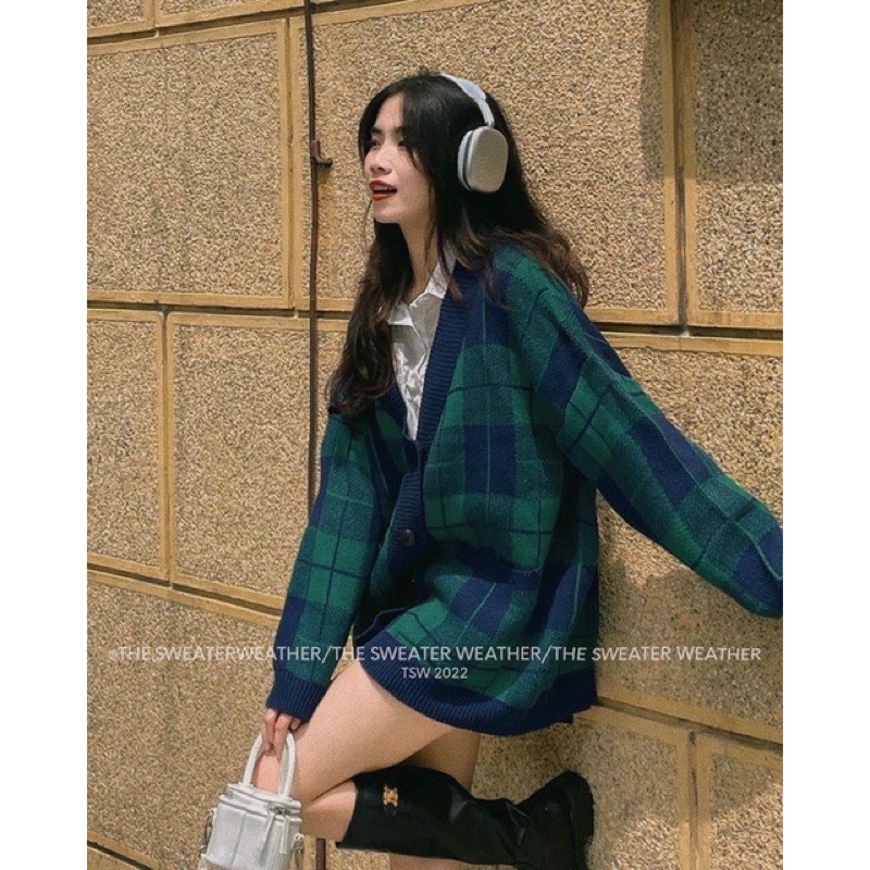 [NEW]ÁO KHOÁC LEN CADIGAN KẺ CARO TO 0109 hàng Quảng Châu