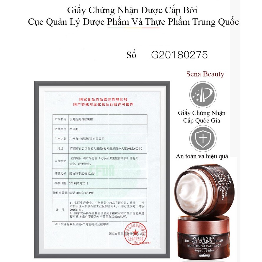 Kem dưỡng trắng da mờ nám tàn nhang Anfany Whitening Freckle Curing Cream 30G Sena Beauty | BigBuy360 - bigbuy360.vn