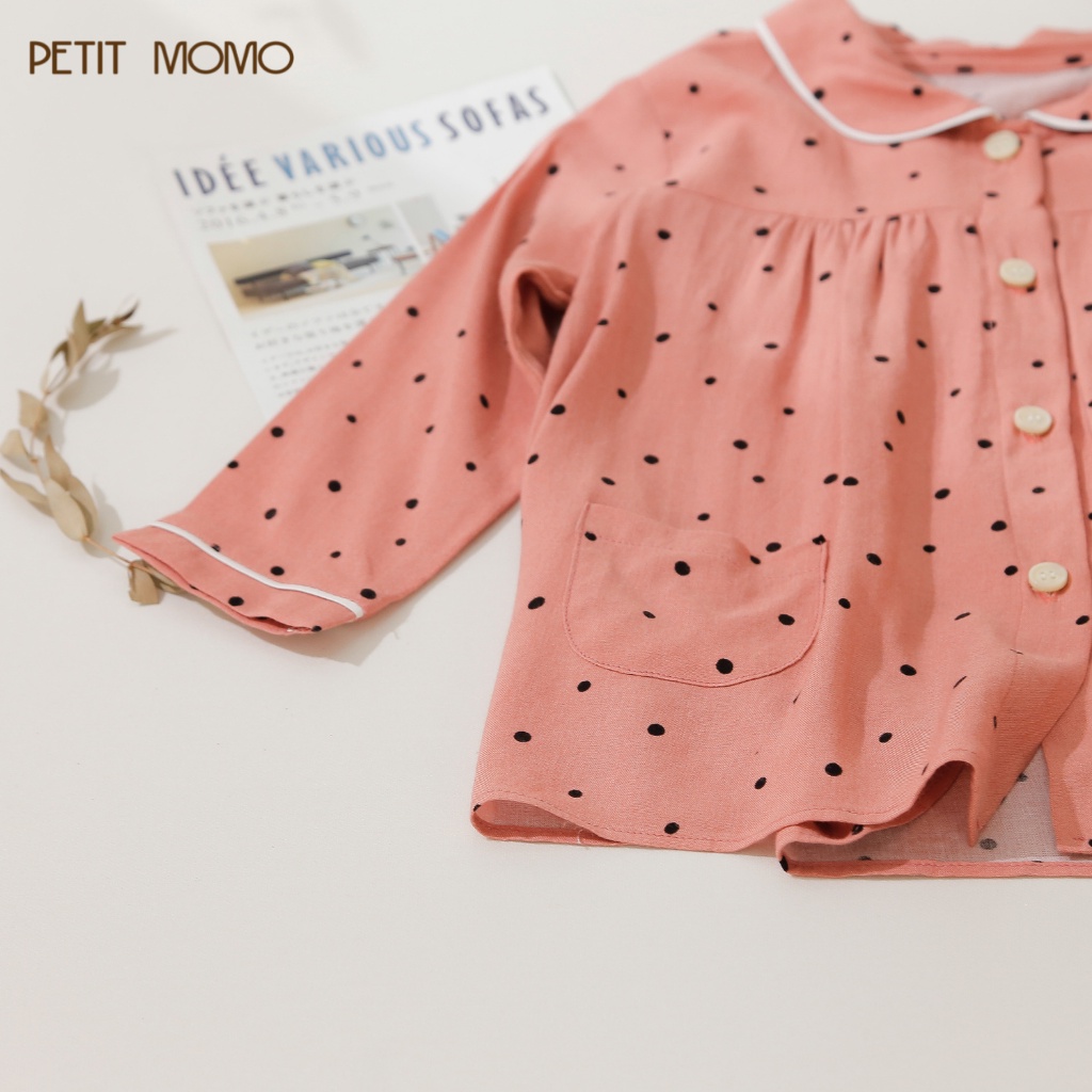 Bộ Đồ Ngủ Dài Tay Pijama Cho Bé Gái PETIT MOMO Chất Vải Lanh Mềm Mại Nhiều Họa Tiết H173