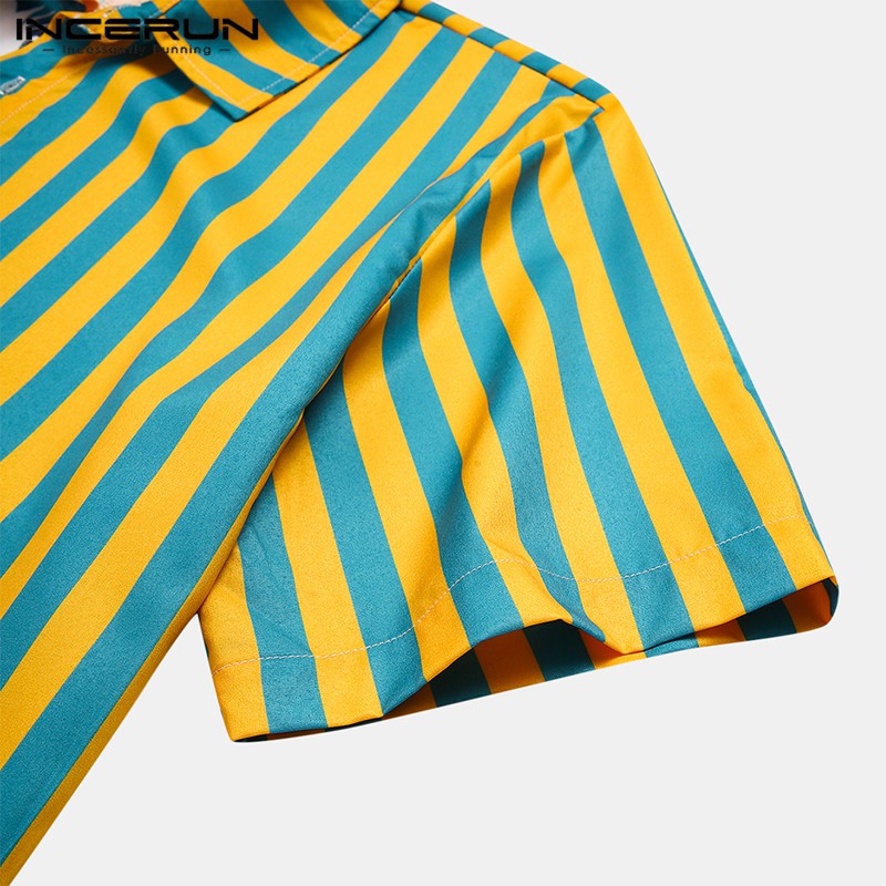 INCERUN Áo sơ mi nam in hình thiết kế thời trang