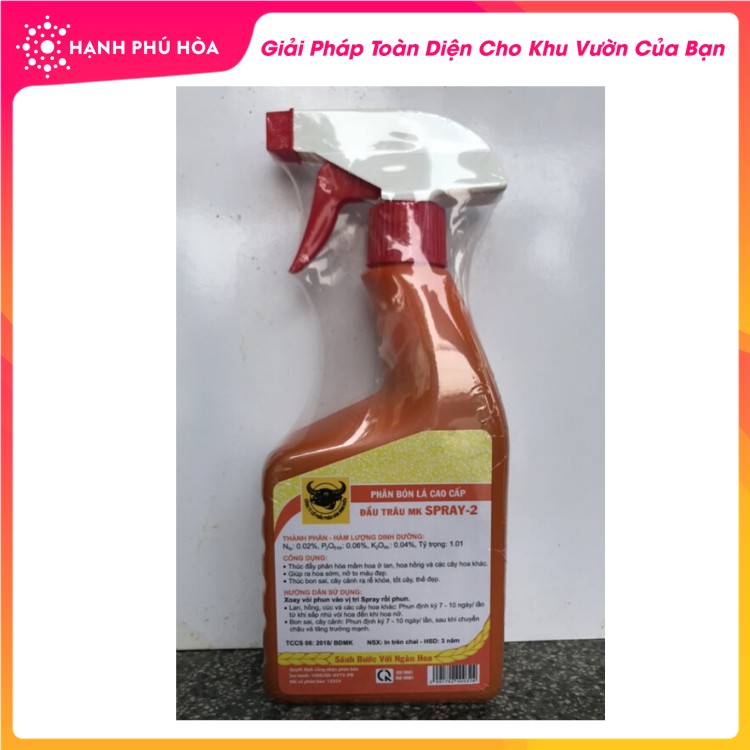 Phân Bón Lá Cao Cấp Đầu Trâu Spray 2- Chuyên Hoa, Cây Kiểng, Giúp Ra Hoa Sớm, Nở To, Màu Đẹp- Dạng Xịt, Pha Loãng