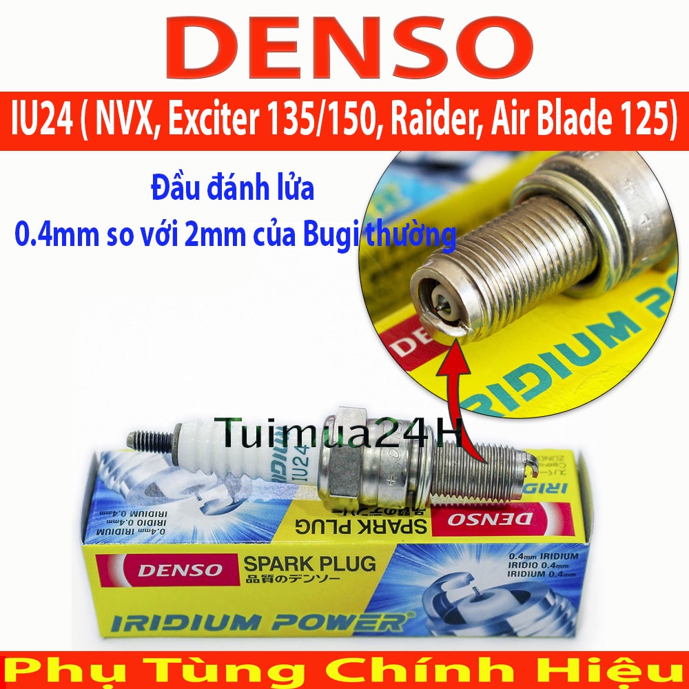 Bugi Denso Iridium IU24 xe NVX, Exciter 135, Raider, Air Blade 125, Nouvo SX, Nouvo LX