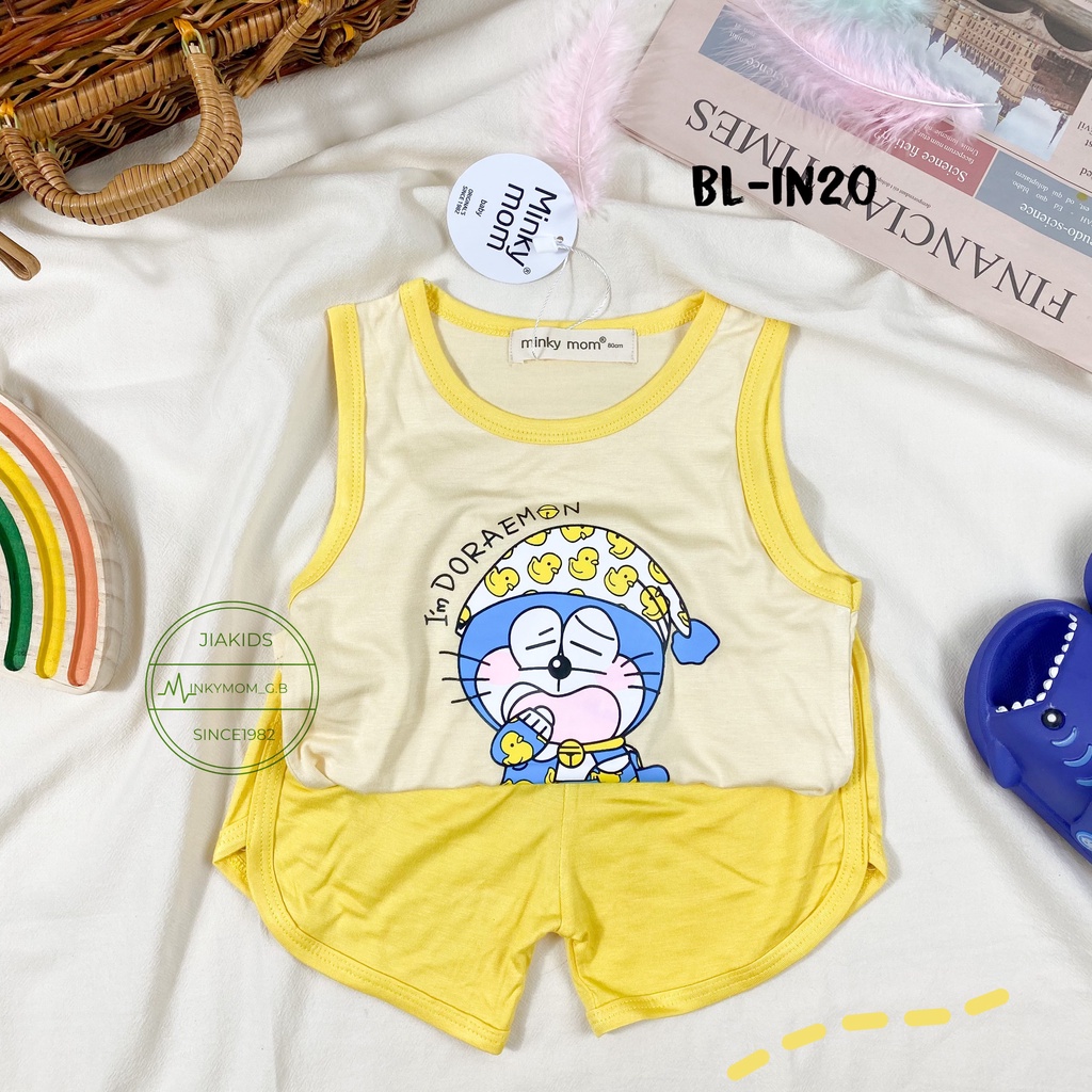 [Bé:6-27kg] Bộ Quần Áo Ba Lỗ Bé Trai Minky Mom, Vải Thun Lạnh Thoáng Mát Thoáng Mát In Hình Ngộ Nghĩnh- Mã: BL-IN20