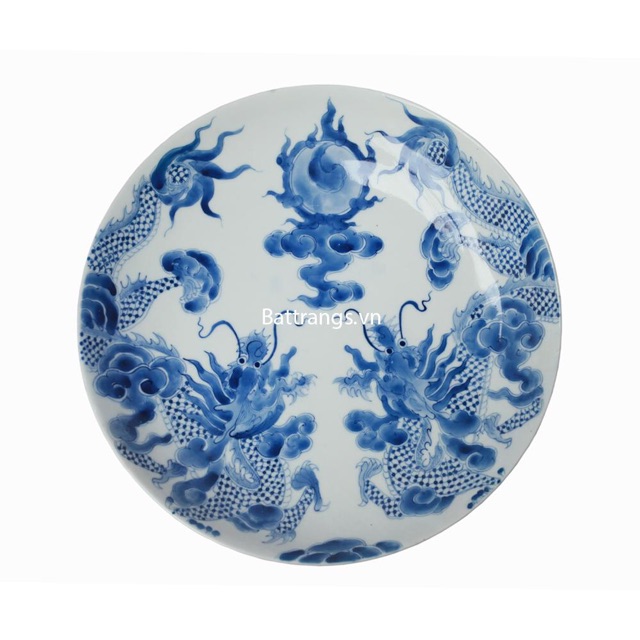 Đĩa sứ thờ phong thuỷ vẽ Rồng Chầu
