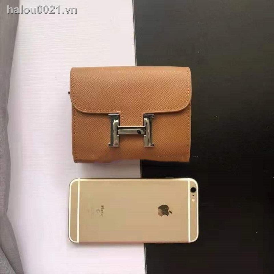 Túi đeo chéo chất da PU dáng vuông mini trang trí khóa hình chữ H phối dây xích hợp thời trang