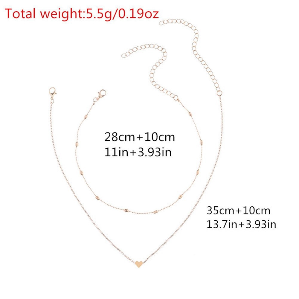 Dây Chuyền Kiểu Choker Hai Lớp Mặt Hình Trái Tim Phong Cách Cổ Điển