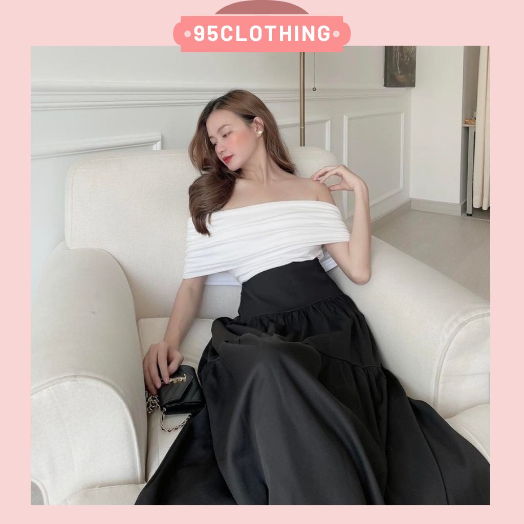 Chân Váy Dài Cạp Cao Công Sở Ôm Eo Màu Đen 2 Lớp Cao Cấp 95CLOTHING