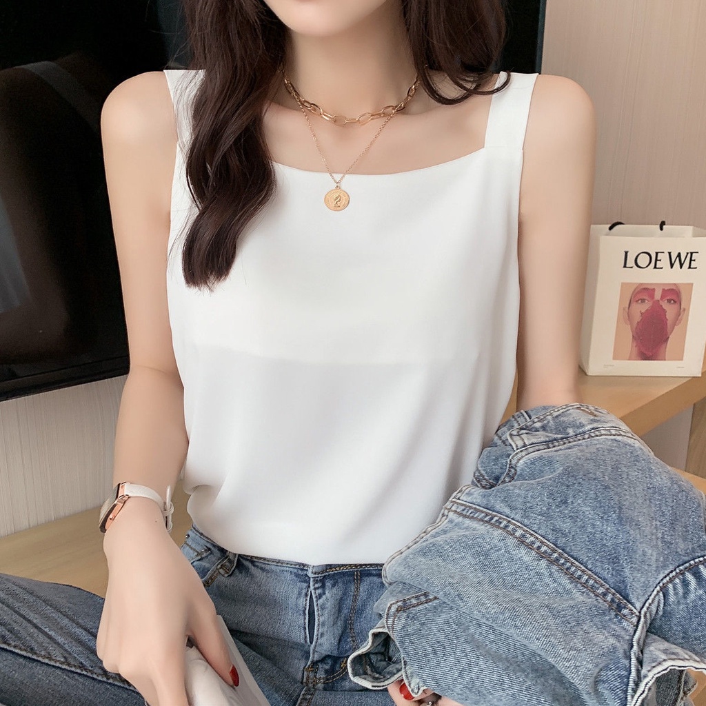 Áo Chiffon Sát Nách Dáng Rộng Phong Cách Hàn Quốc Có 3 Màu Thời Trang Cho Nữ