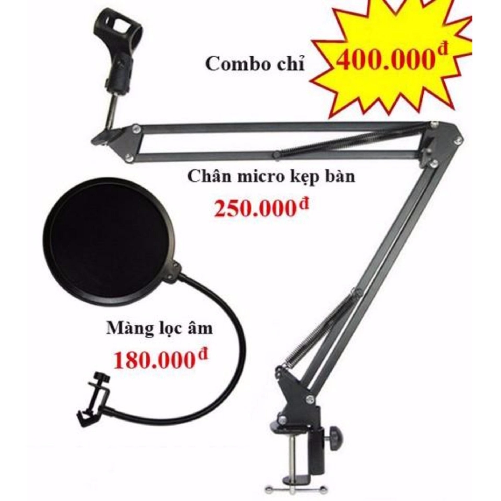 Chân đế micro kẹp bàn Standard NB-35 kèm màng lọc âm kinglight -dc2388+dc2354