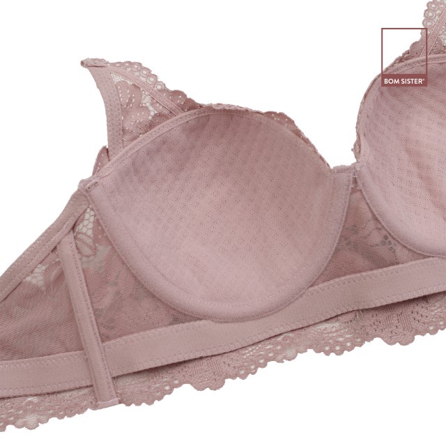 Áo lót không mút có gọng ren hoa màu trơn nâng ngực tự nhiên BOM SISTER MU6001