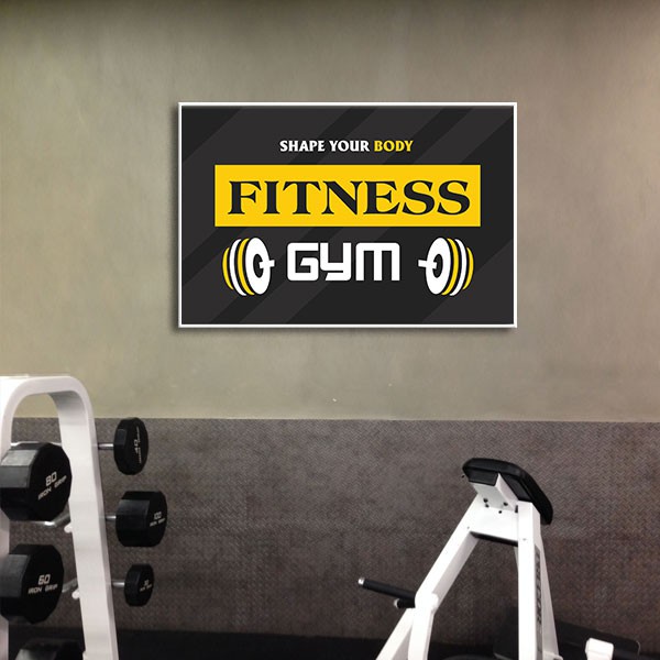 Tranh treo tường phòng gym “share you body fitness gym” – W399
