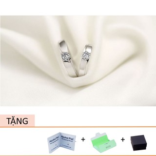 Nhẫn Cặp Bạc Đính Đá Kiểu Dáng Đơn Giản, Sang Trọng