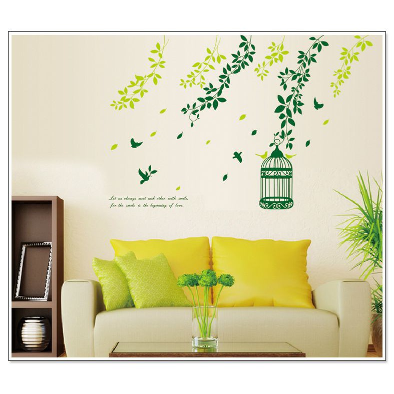 Decal dán tường 3D Giàn lá rơi DH056