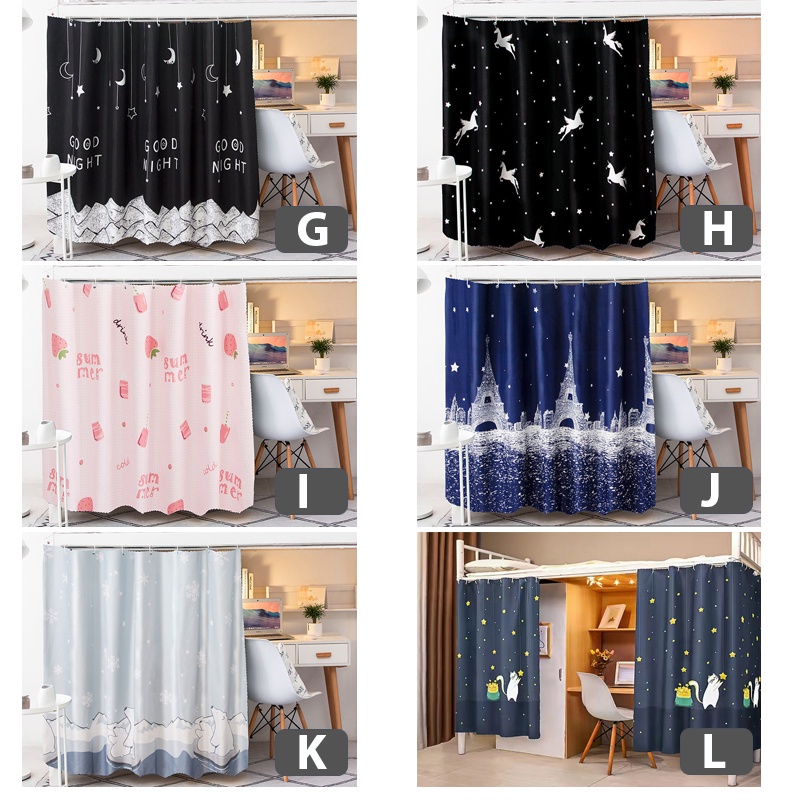 Rèm treo giường ký túc xá chất liệu polyester có dây thừng treo