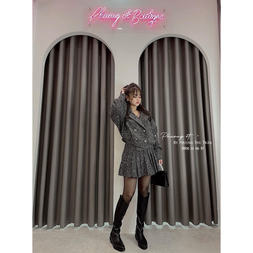 [HÀNG LOẠI 1] Sét Dạ Tiêu Áo Rơi + Chân Váy Xếp Ly | BigBuy360 - bigbuy360.vn