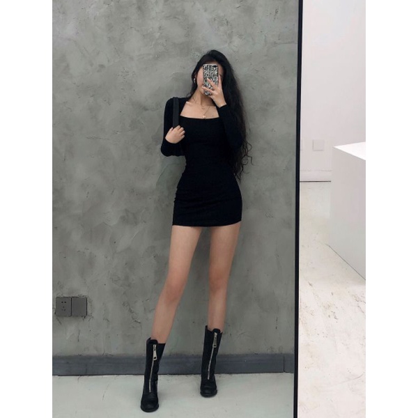 Đầm body tay dài nhún sườn 2 bên - CNTDN