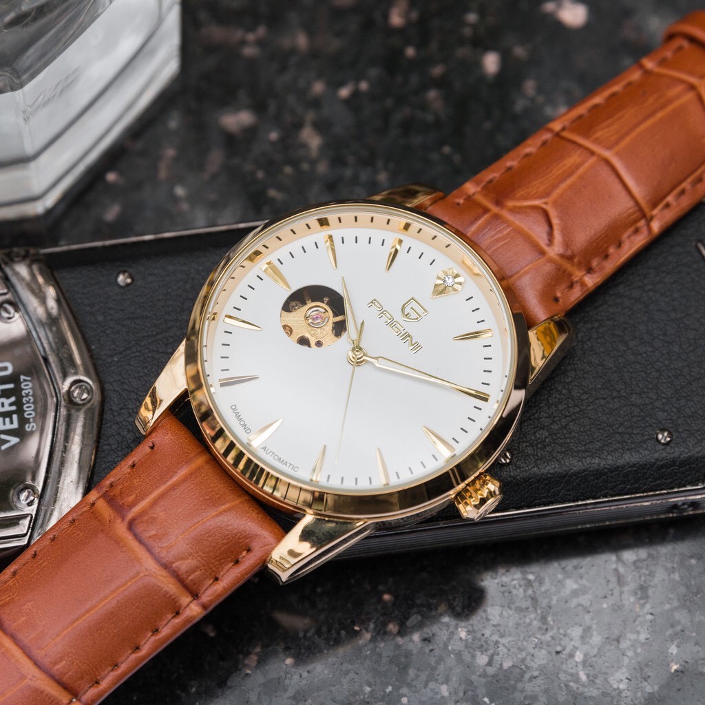 Đồng Hồ Nam PAGINI Chính Hãng Lộ Máy PA9988 Dây Da Cao Cấp Thoáng Khí, Kim Dạ Quang Ban Đêm - Full Box Bảo Hành 12 Tháng | BigBuy360 - bigbuy360.vn