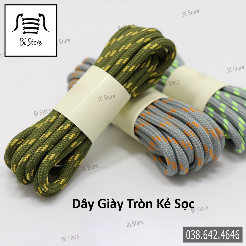 [𝗕𝗮́𝗻 𝘁𝗵𝗲𝗼 𝗰𝗮̣̆𝗽] Dây giày tròn kẻ sọc dài 1m2 dành cho các loại giày thể thao / sneaker [𝗕𝗮̉𝗻𝗴 𝟭𝟵 𝗺𝗮̀𝘂]