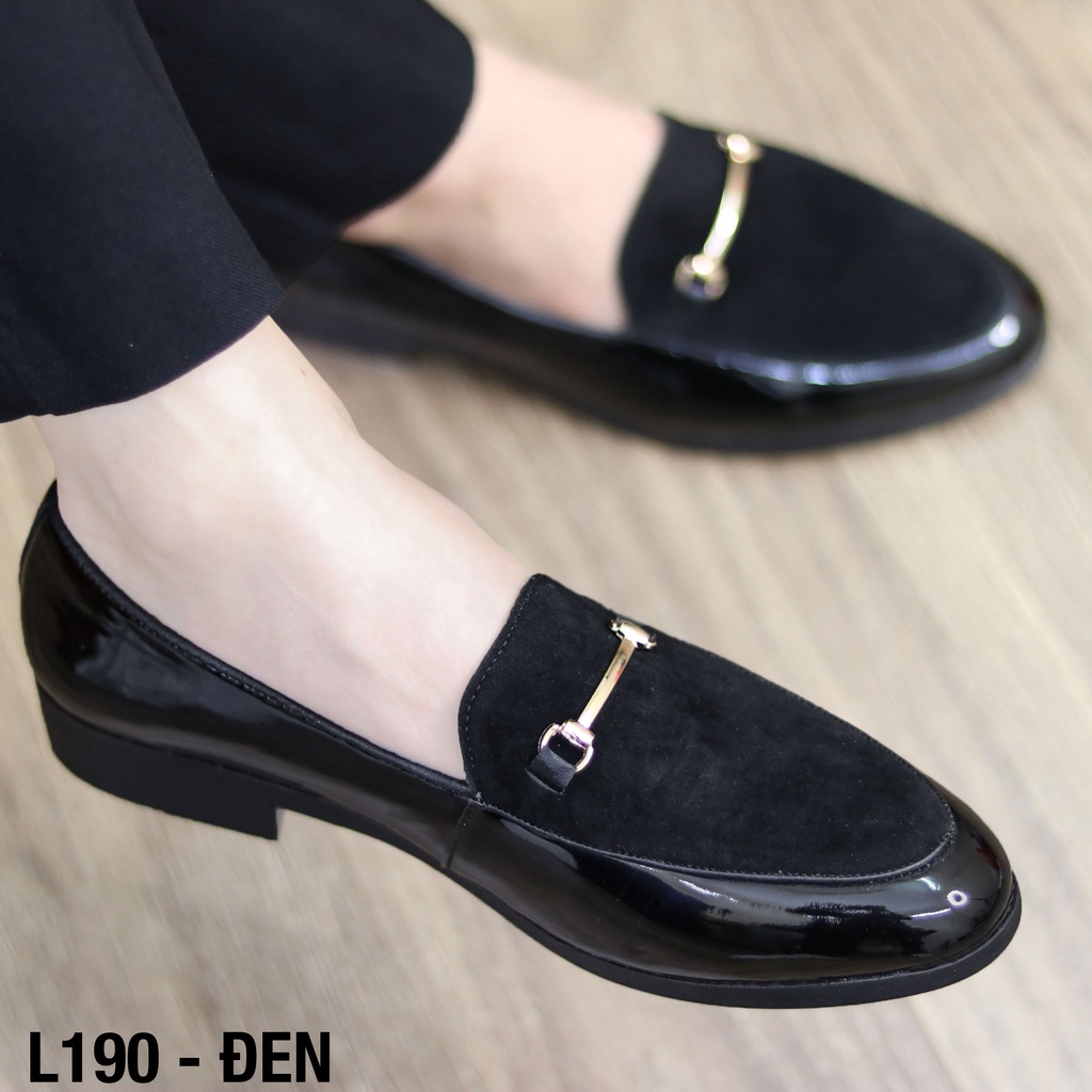 Giày Lười Nam Da Bóng Mặt Lớp Nỉ Nhung - Mã L190