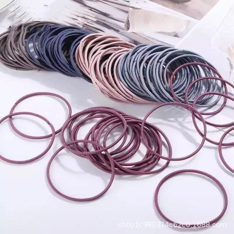 [SIÊU RẺ -SIÊU BỀN] Combo set 100 Dây chun buộc tóc - có túi zip