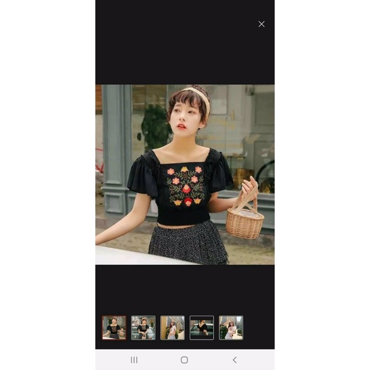 Áo croptop tay cánh tiên xèo xinh in hoa SL alohashop91