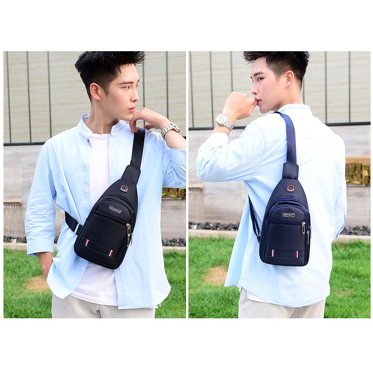 Túi Đeo Chéo Nam Nữ Vải Dù Canvas Chống Nước Cao Cấp Có Lỗ Tai Nghe - M14