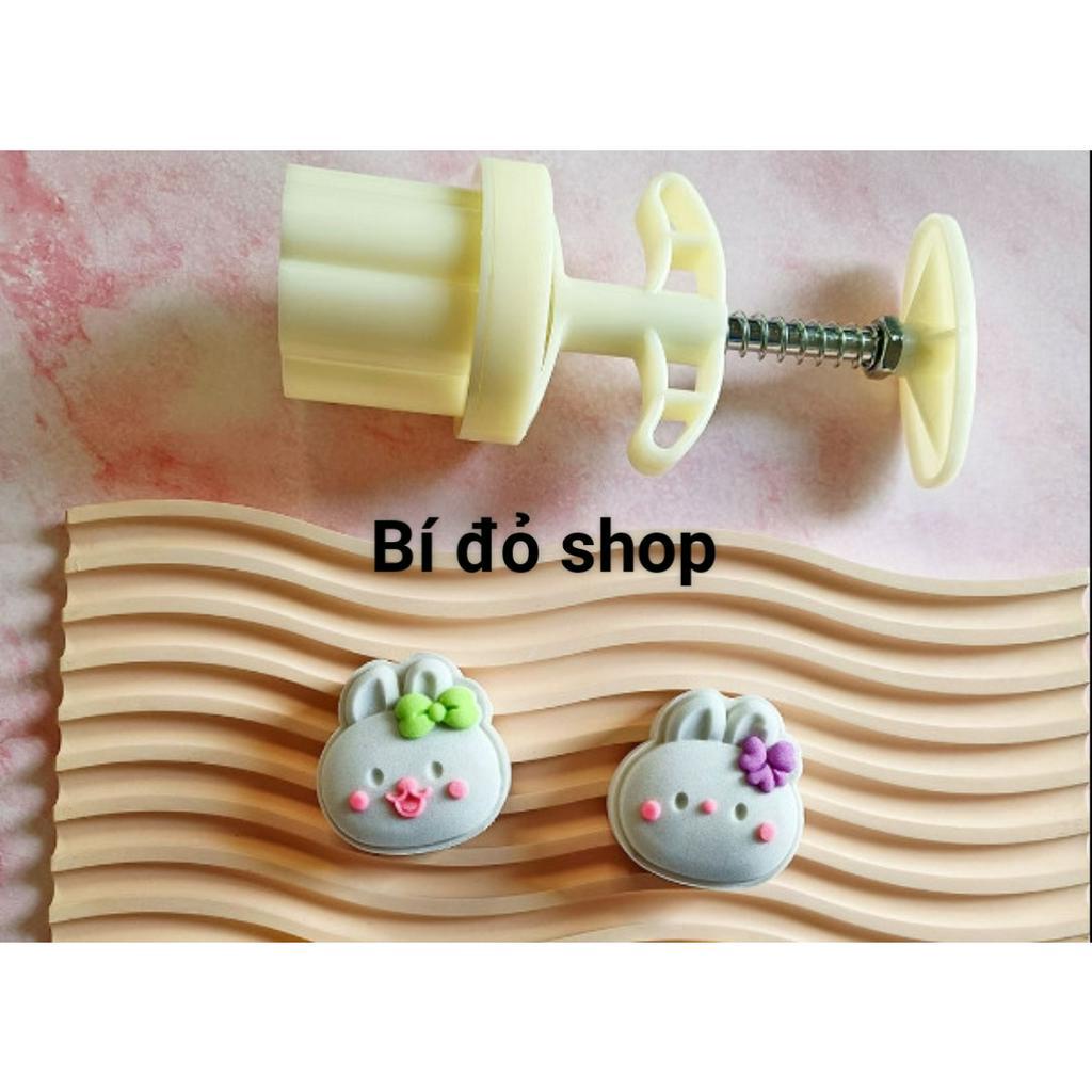 Size 50g - Khuôn trung thu lò xo 2023 THỎ CUTE 2 mặt 1 nhấn - Bí đỏ shop dụng cụ làm bánh