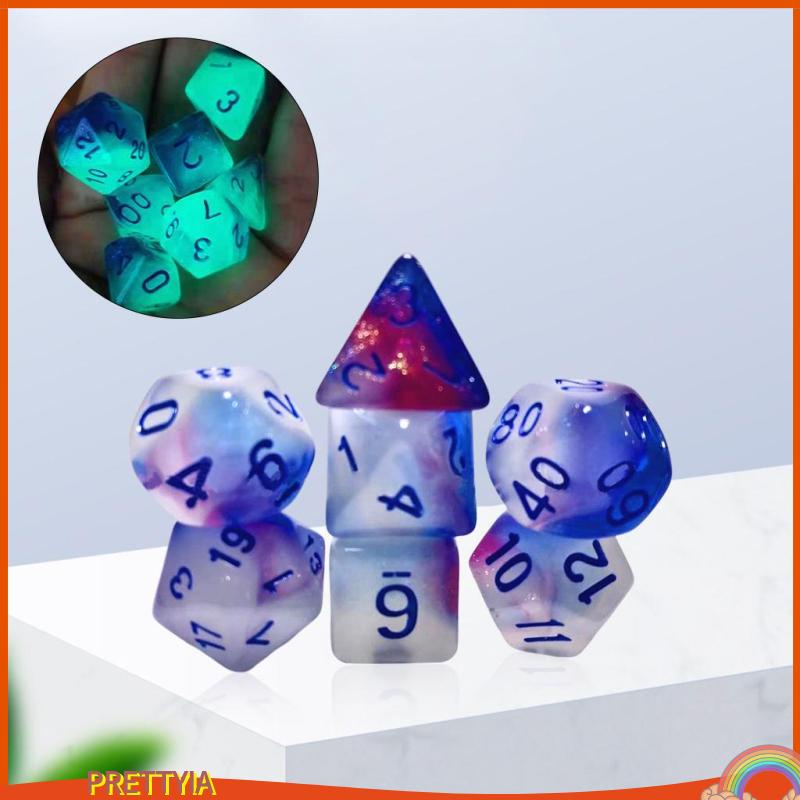7 Xúc Xắc Đa Diện Phát Sáng Trong Bóng Tối Cho DND RPG MTG