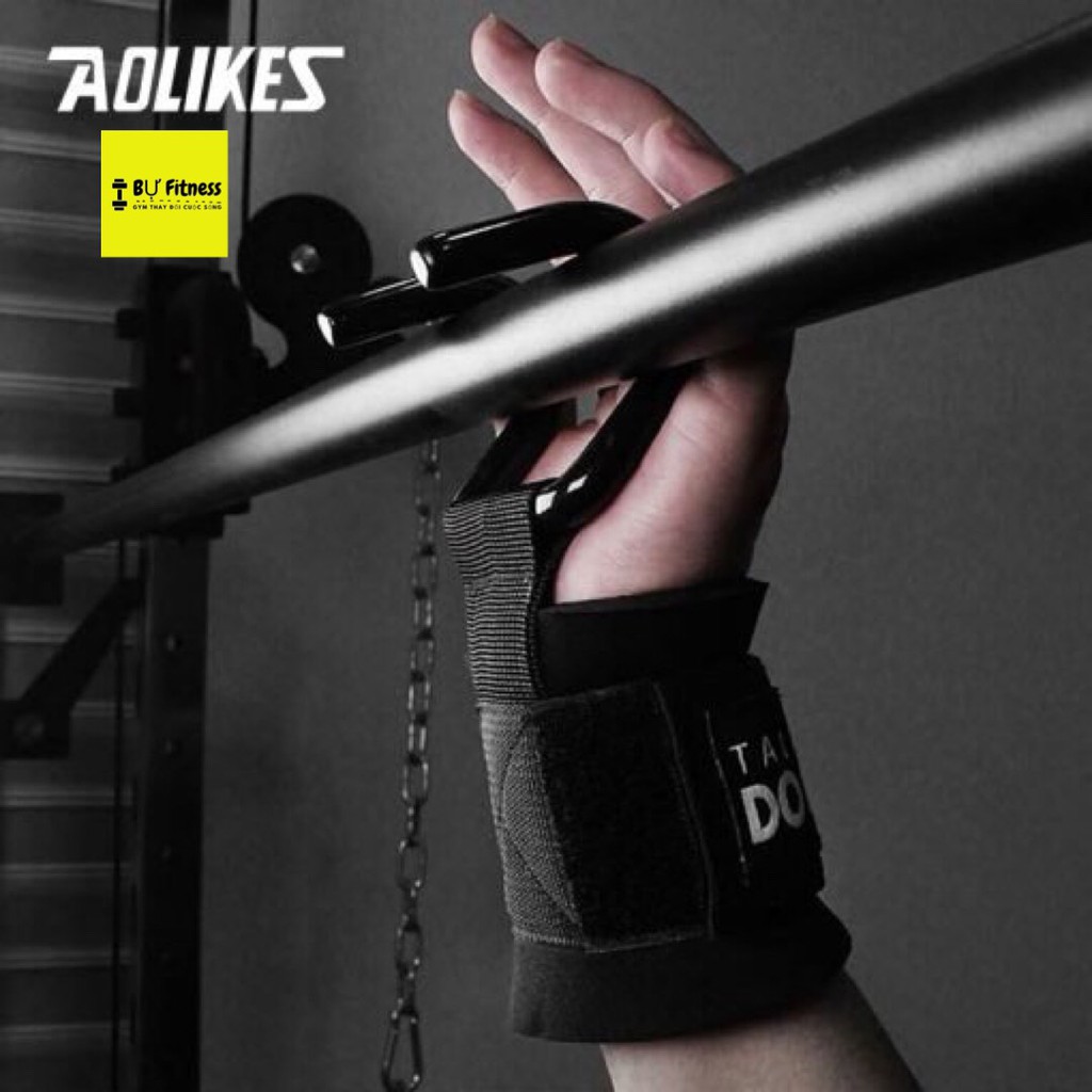 Dây kéo lưng có móc AOLIKES hỗ trợ deadlift, dây kéo lưng tập gym trợ lực cổ tay