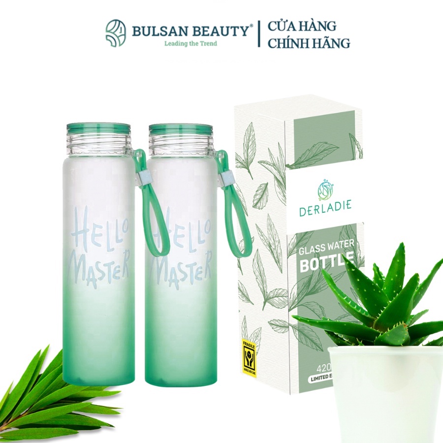 Bình nước thuỷ tinh nhiều màu Derladie Hello Master Water Bottle 420ml Bulsan Beauty
