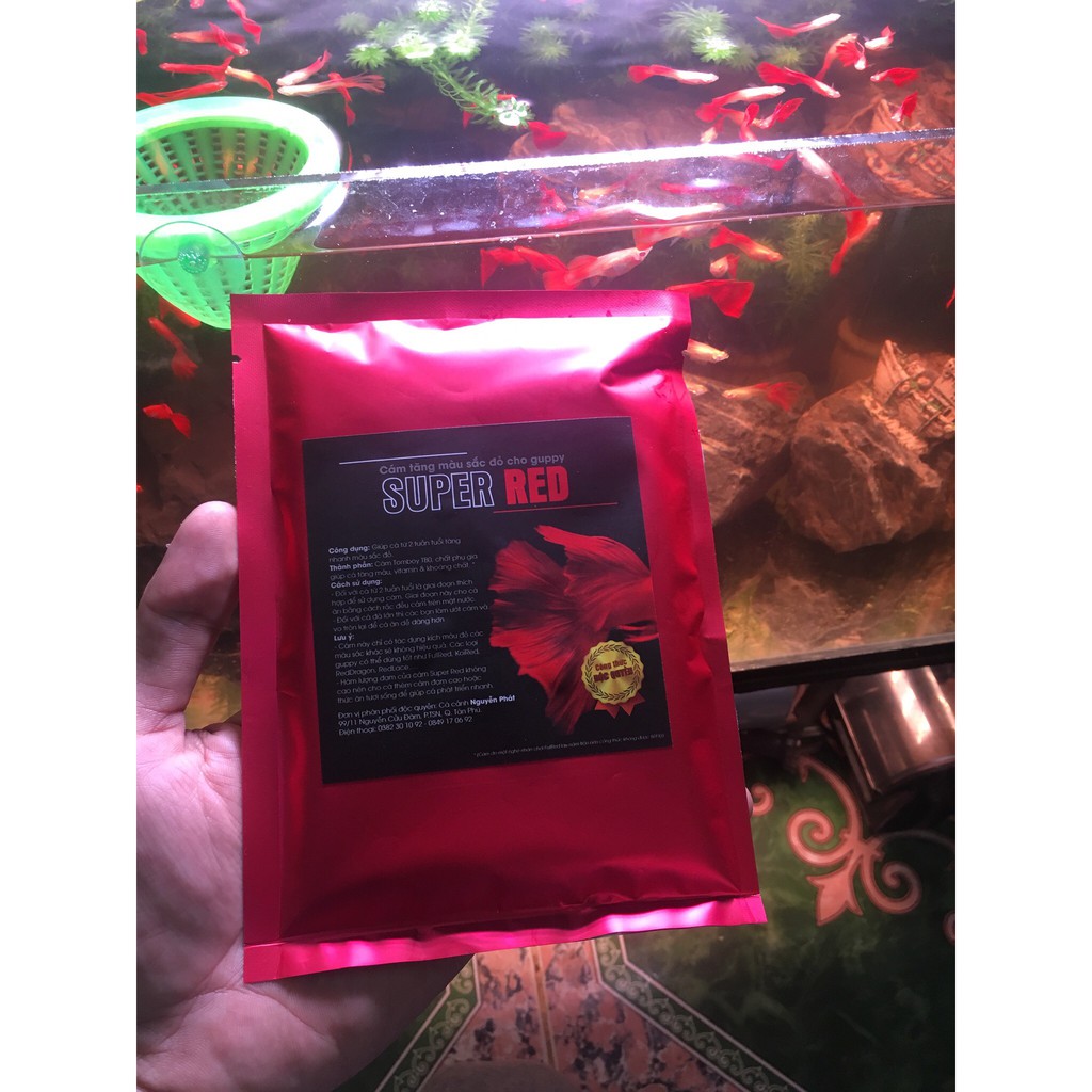 [Đại Lý Gốc]  Cám kích đỏ SUPER RED  dành cho cá BETTA,GUPPY gói 100g