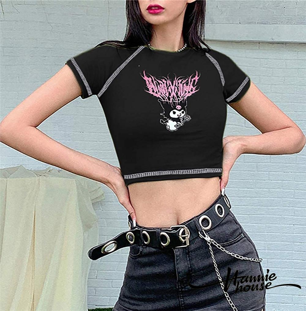 Áo croptop ngắn tay dáng ôm sát in họa tiết thời trang sành điệu cho nữ | BigBuy360 - bigbuy360.vn