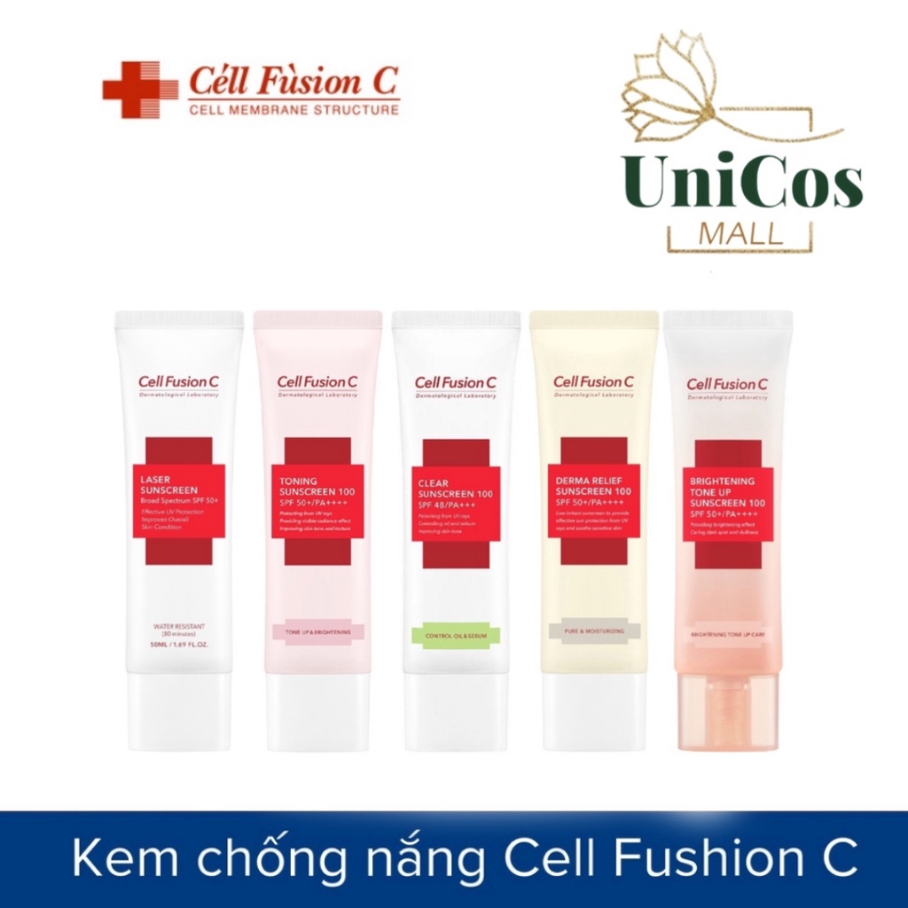 Kem chống nắng Cell Fusion C - Xanh, Đỏ, Hồng ✨cell fusion c