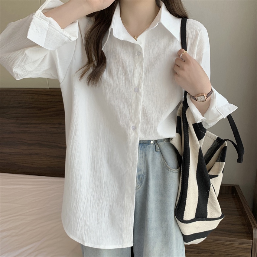 Áo Sơ Mi Trắng Tay Dài Phong Cách Pháp Thời Trang Mùa Xuân Cho Nữ
