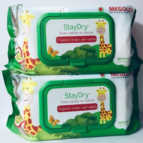 Khăn Ướt Organic Trẻ Em StayDry 100 Tờ Không Hương