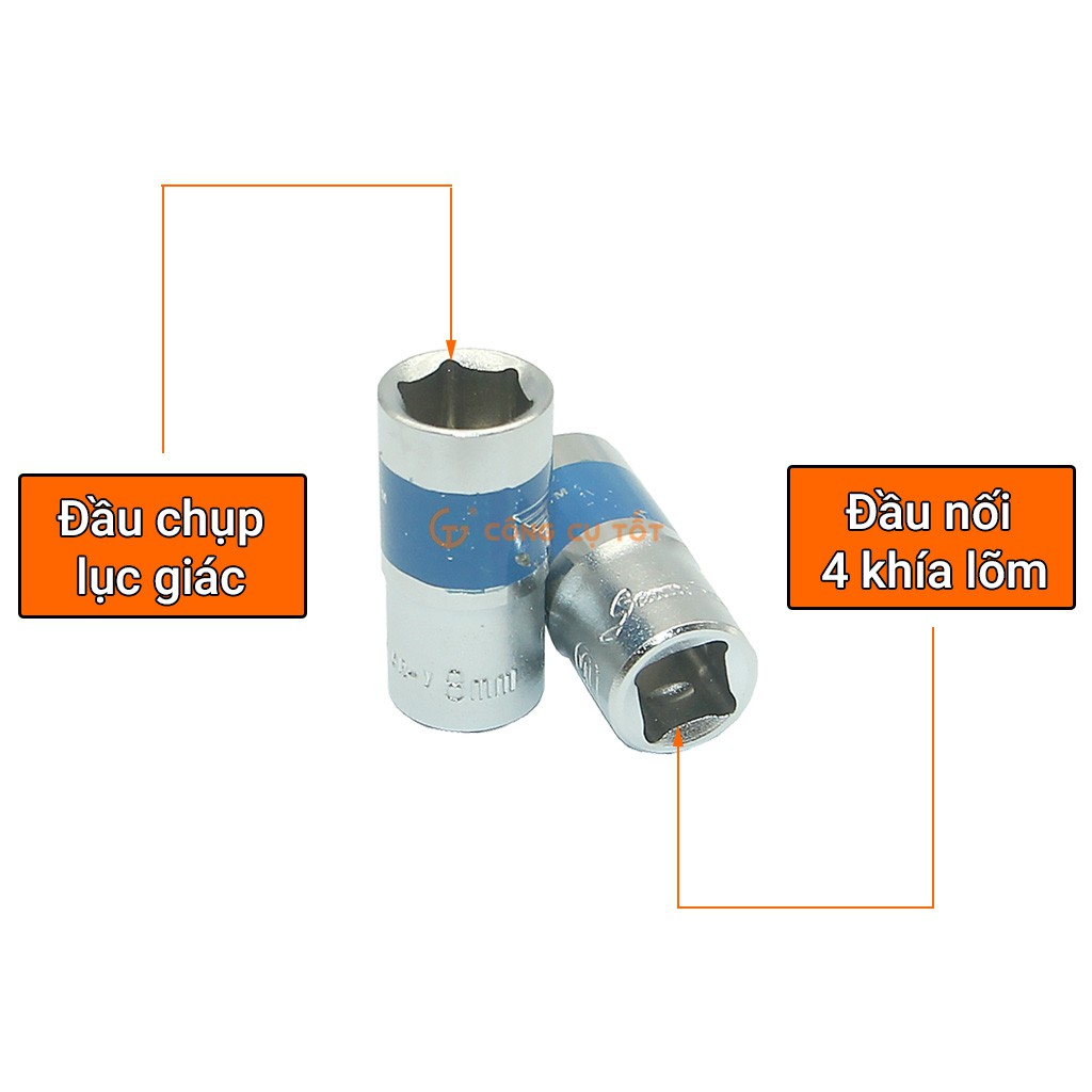 Đầu tuýp lục giác ngắn 1/4&quot; Standard xanh