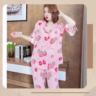 Pijama Dài tiểu thư dễ thương bigsize 50-100kg đồ mặc nhà mềm mát