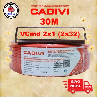 Cuộn 30m dây điện đôi mềm 1.0 cadivi vcmd 2x1.0 hay 2x32 cao cấp