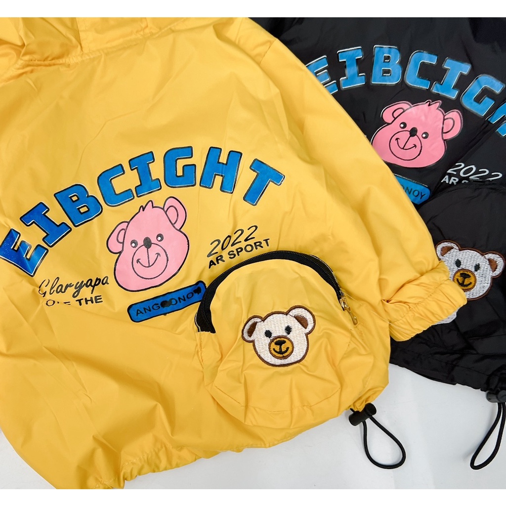 Áo khoác bé trai, bé gái, áo khoác gió 2 lớp vải chính phẩm siêu đẹp ngực thêu bàn chân gấu cho bé