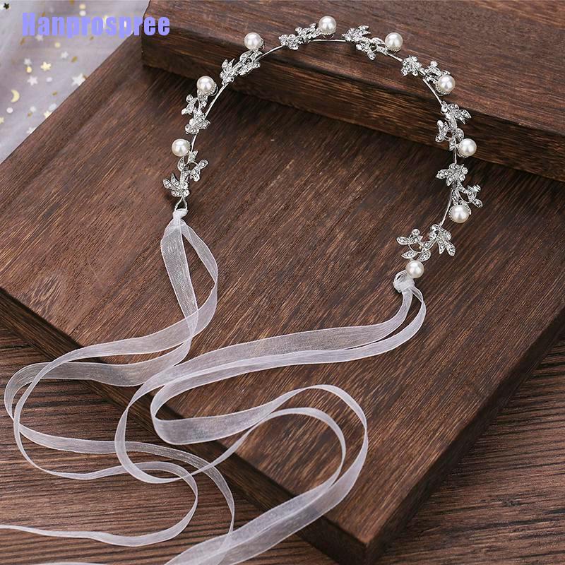 Hp> Silver Bride Pearl Headband Tiaras Headpiece Party Wedding Hair Jewelry Luxury