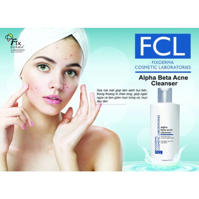 SỮA RỬA MẶT FIXDERMA FCL ALPHA BETA ACNE CLEANSER 200ml