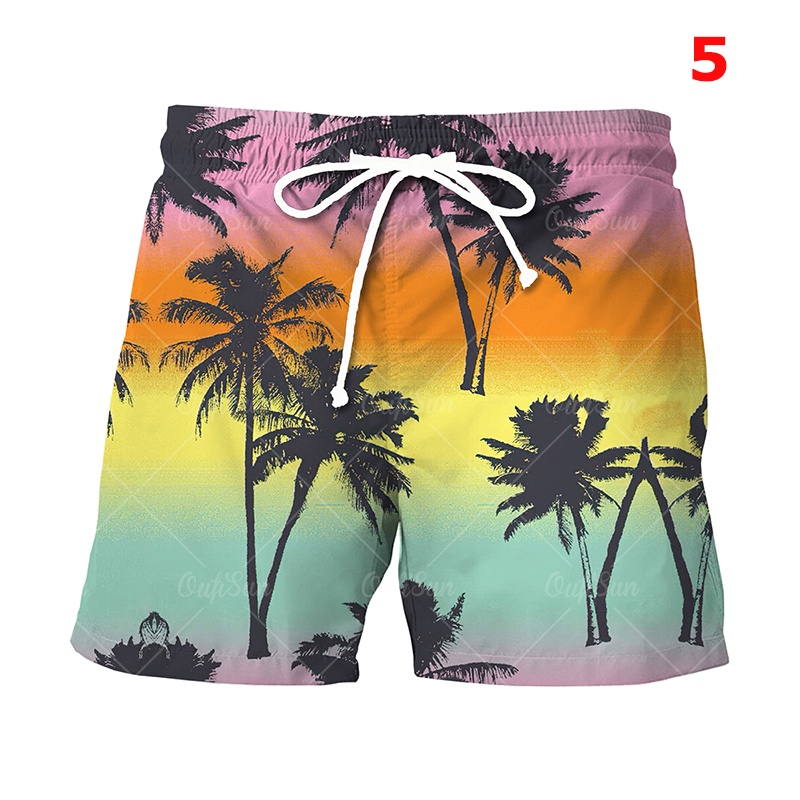 Quần Short Đi Biển In Họa Tiết Cây Dừa Phong Cách Hawaii Plus Size Cho Nam